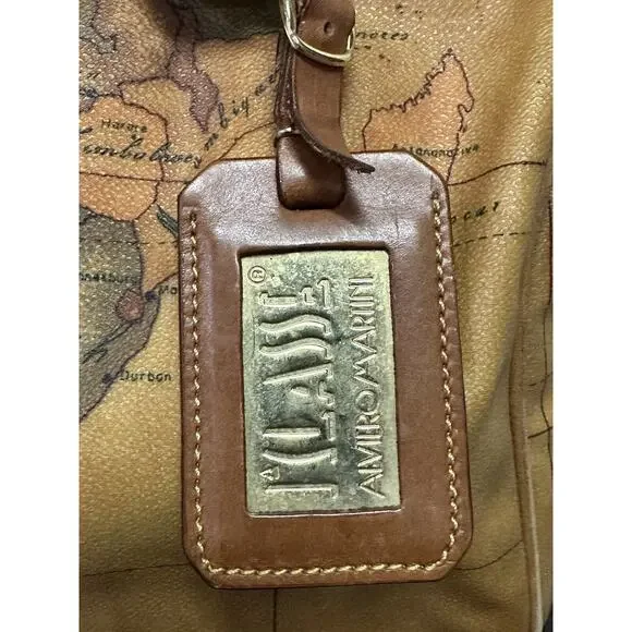 ALVIERO MARTINI CLASSE WORLD MAP BROWN BOSTON BAG - Picture 11 of 14